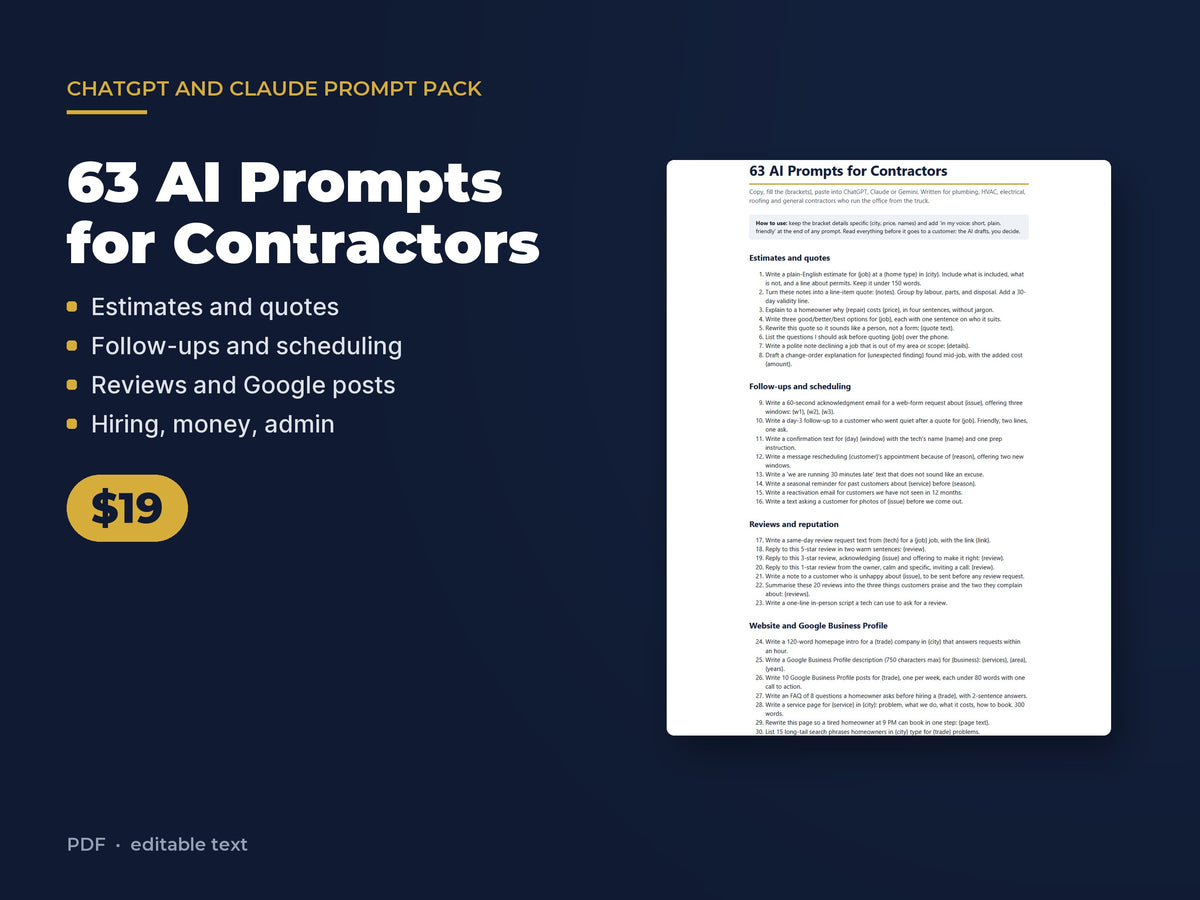 63 AI Prompts for Contractors