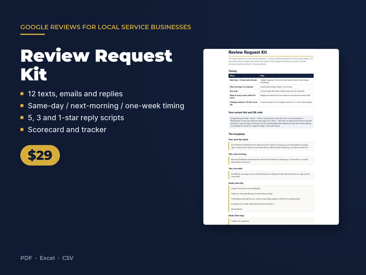 Review Request Kit: 12 Templates + Tracker