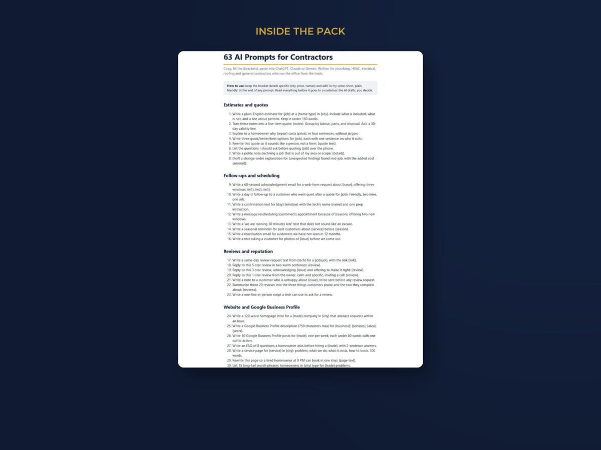 63 AI Prompts for Contractors: Inside the pack